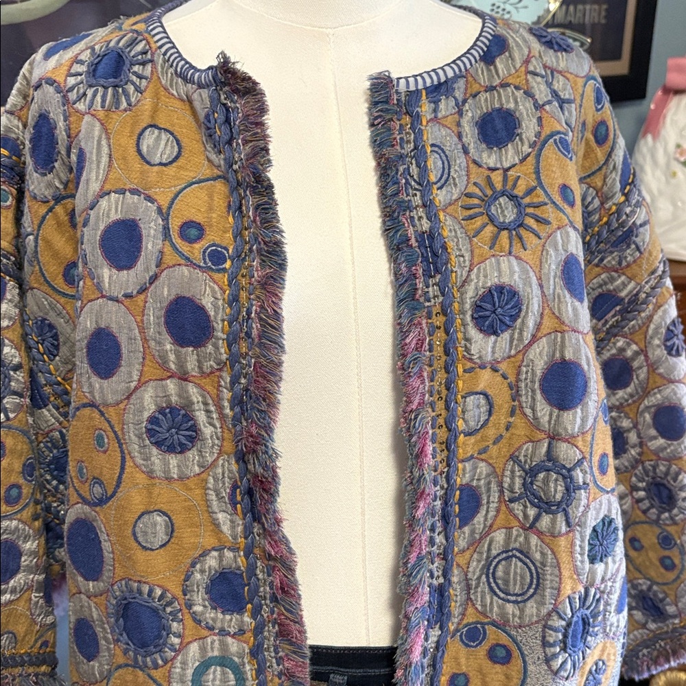 Colorful Patterned Open Front Jacket - image 2